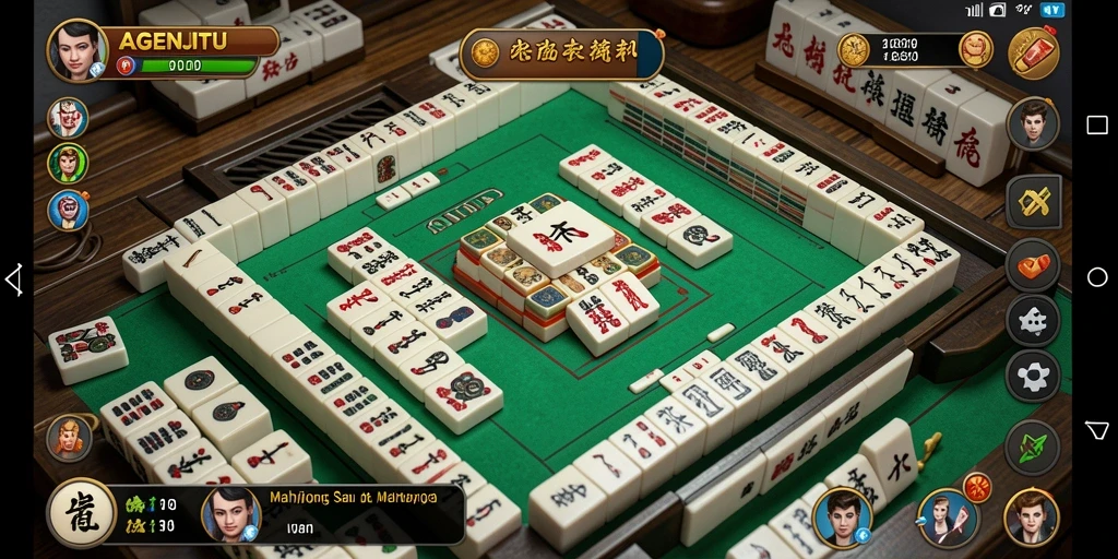 Screenshot gameplay AGENJITU menunjukkan suasana bermain Mahjong yang nyaman.
