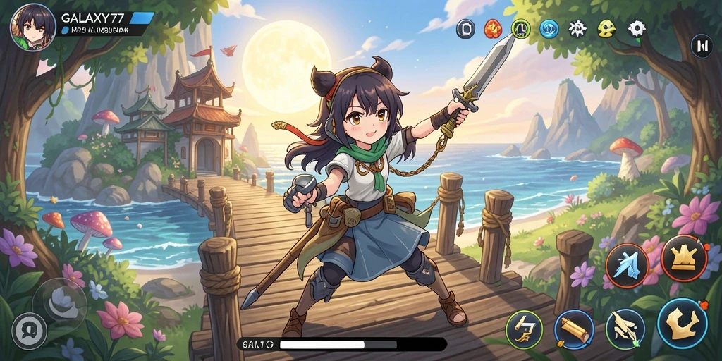 Tampilan gameplay menarik dalam GALAXY77 dengan karakter Anime.