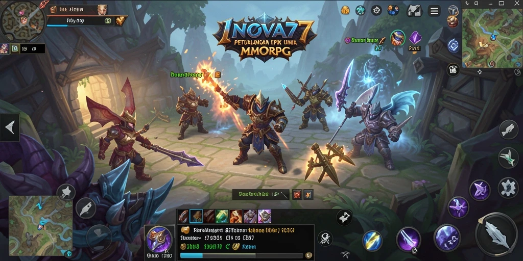 Screenshot gameplay INOVA77 menampilkan aksi pertarungan yang mendebarkan di dunia MMORPG.