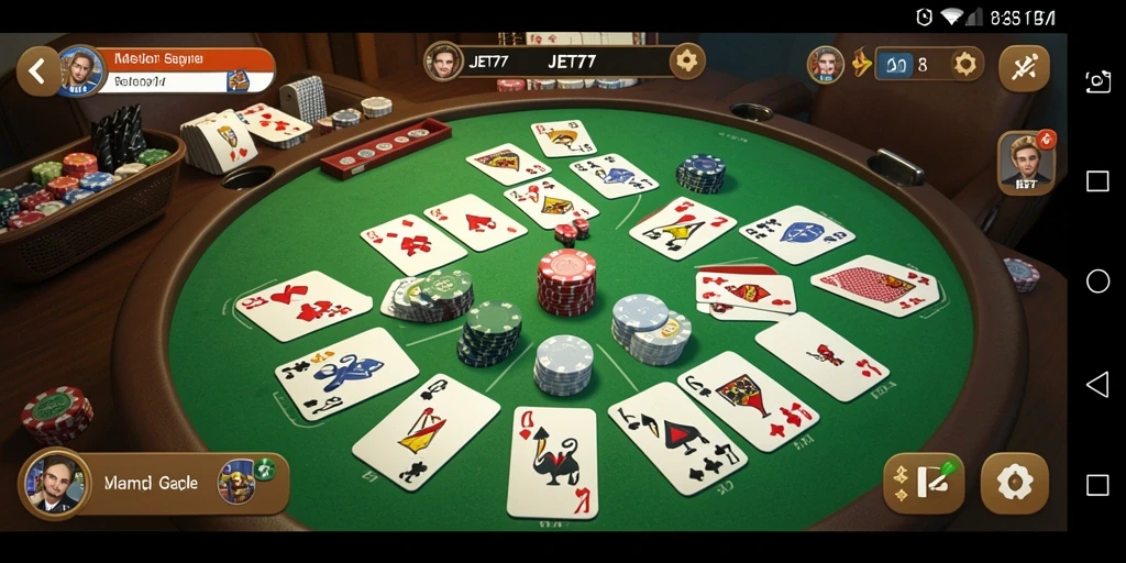 Screenshot JET77 menunjukkan gameplay seru Gaple yang interaktif.