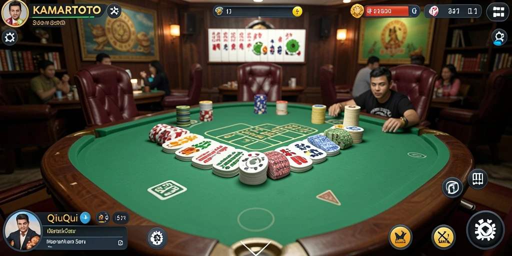 Tangkapan layar gameplay KAMARTOTO menampilkan aksi seru QiuQiu.