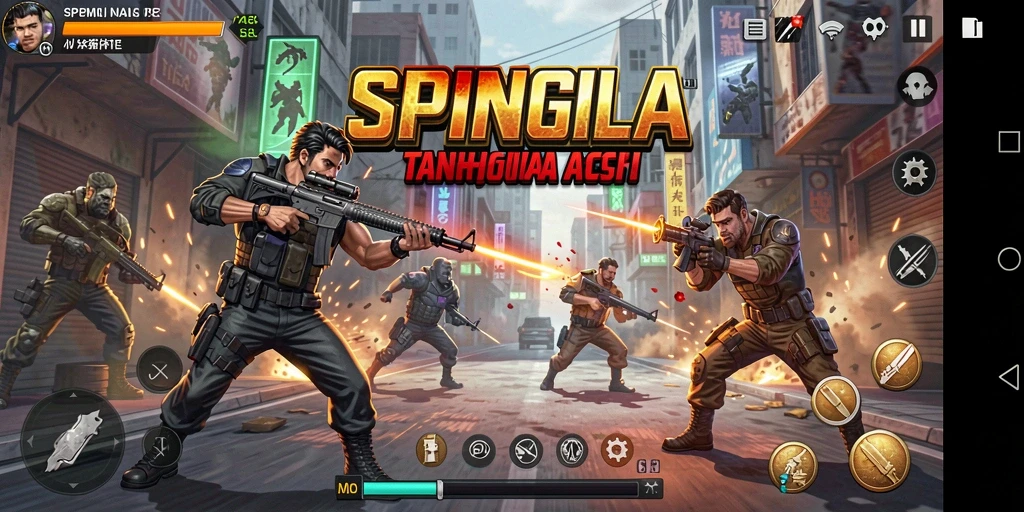 Tampilan seru gameplay SPINGILA yang penuh aksi.